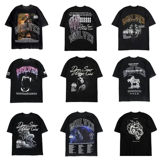 Heavyweight 280 GSM Street Wear Custom Graphic Large Design DTG Print Men T Shirt Tees