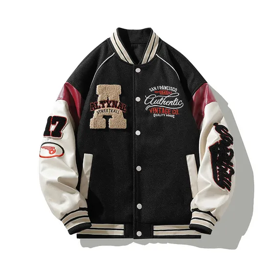 Hipster American Baseball Suit Men′s Thick Cotton Lovers Jacket Winter Loose with Hong Kong Style Men′s Baseball Suit