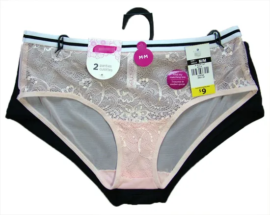 Ladies Brief 2pk Pack Bikini Underwear Scallop at Leg Opening