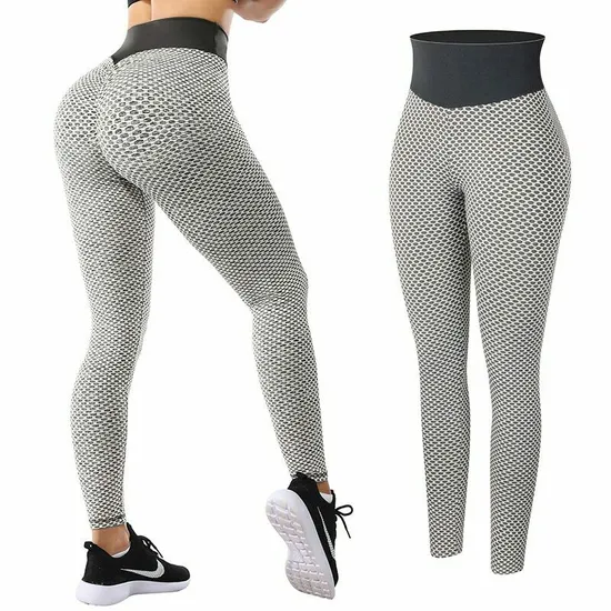 Seamless High Waist Leggings Breathable Fitness Push up Grid Tights Yoga Pants for Girls