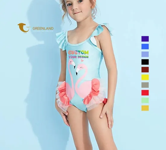 Wholesale Kids Swimwear Custom Printed Little Girl One Piece Swimwear Skinny Child Swimwear