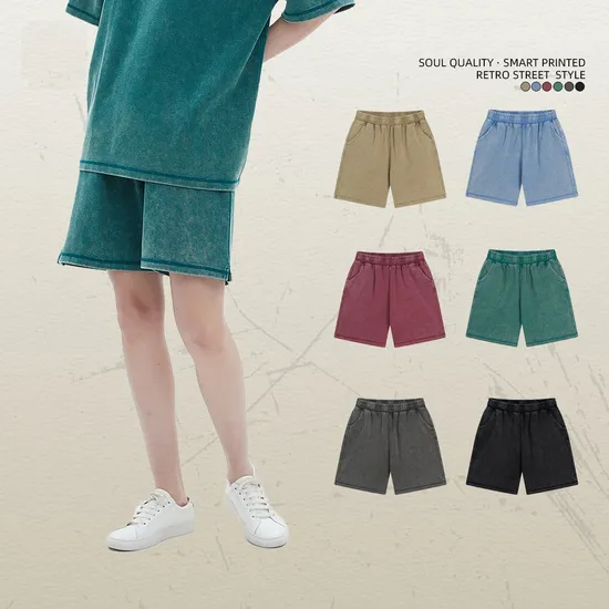 400g Batik Distressed Wash Shorts Street Hip-Hop Style Support Personalized Customization