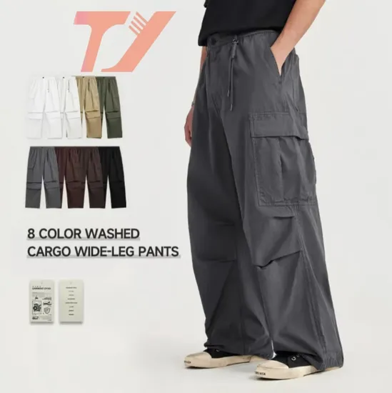 Wide Leg Cargo Pants Draped Baggy Work Garment Washed Pendant Men′s Pants & Trousers Cargo Pants Men