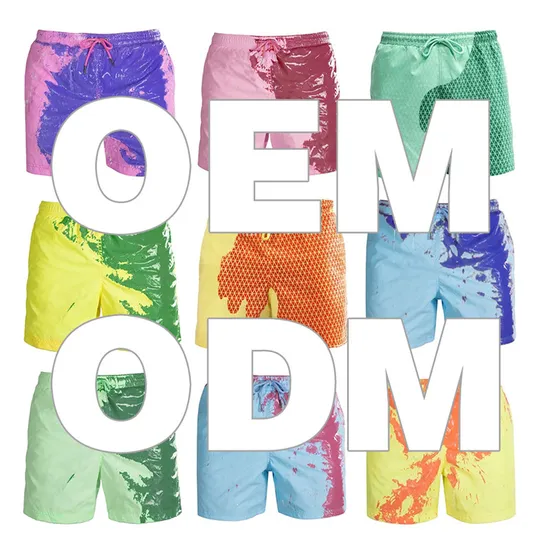 2022 Custom Pocket Quick Dry Change Color Breathable Swimming Beach Shorts Sublimation Men Beach Shorts