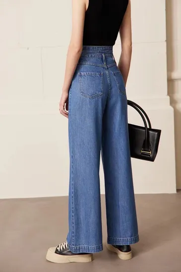 Fashion Casual High Waist Loose Casual Slim Straight Ladies Jean Pants