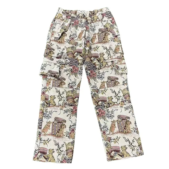 Wholesale Custom Vintage Floral Pattern Multi Pockets Men′s Cargo Pants
