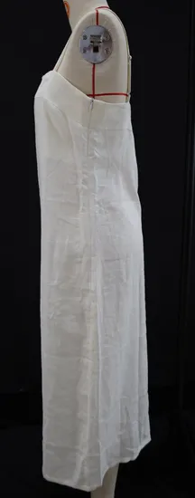 Comfortable 100%Linen Women Strappy Long Dress with Metal Zipper