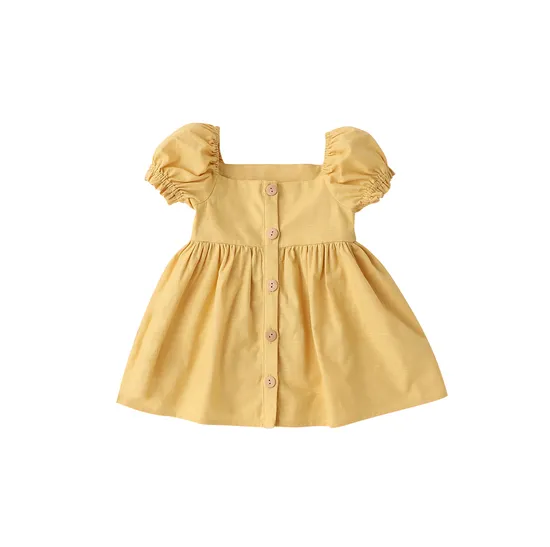 Toddler Children′s Dresses Fluffy Short-Sleeved Cotton Linen Princess Party Children′s Dresses