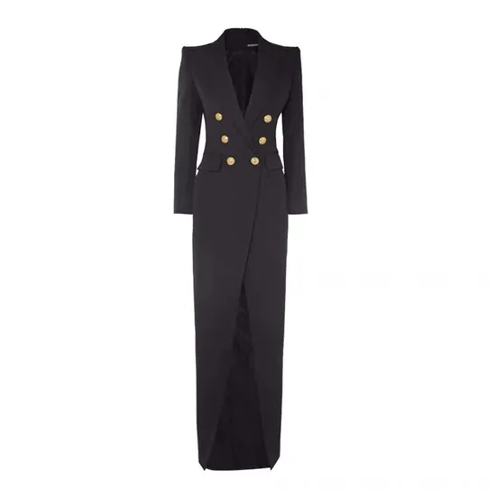 Ladies Elagant Dress Polyester/Wool Fabric Black V-Collar Suit Dress Suitable for Business Party Office Wear Aoshi Blazer