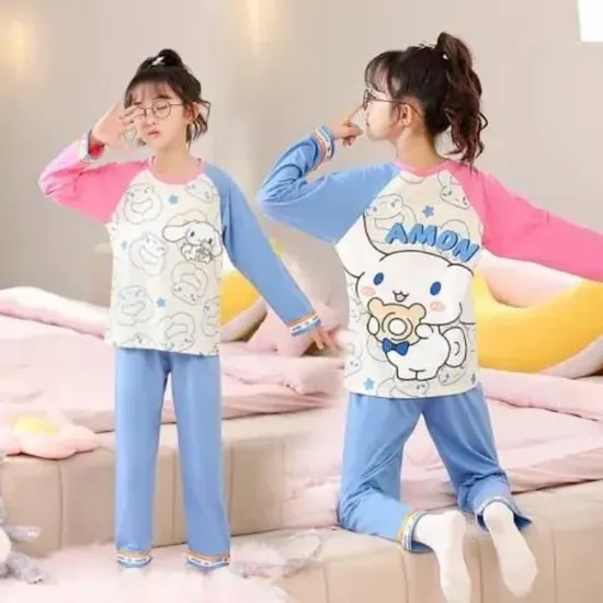 Custom Printing Cotton Baby Pajama Set Winter Cartoon Children′s Pajamas Girls′ Sleepwear
