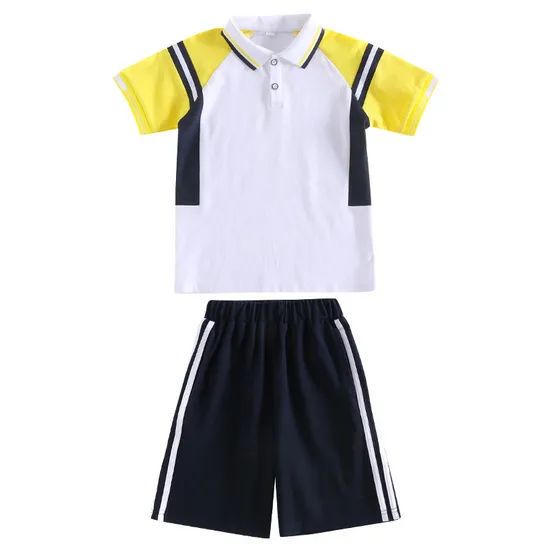 New Summer School Uniform with Yellow Sleeves for Students