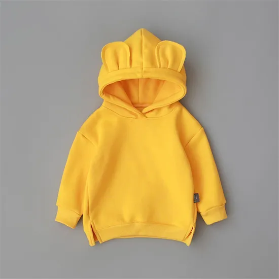 Solid Color Sweatshirts Children Clothing Custom Logo Baby Rabbit Ear Hoodies