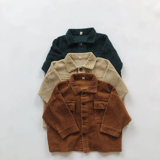 New Fashion Long Sleeve Boys Clothes Solid Corduroy Coat Boys Jacket