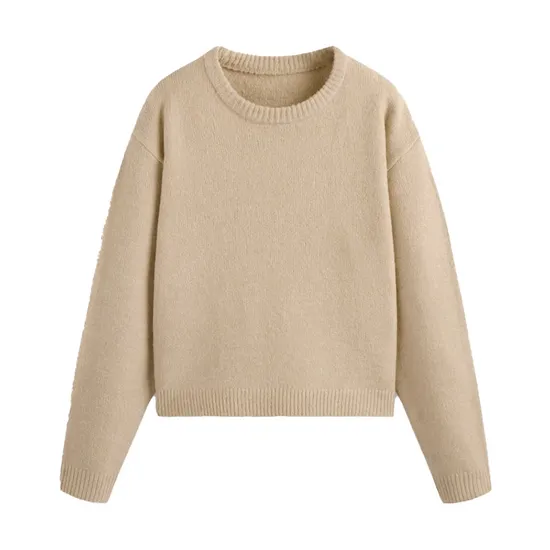 Wholesale Solid Color Long Sleeve Knit Tops Casual Women&prime;s Pullovers Ladies Sweater