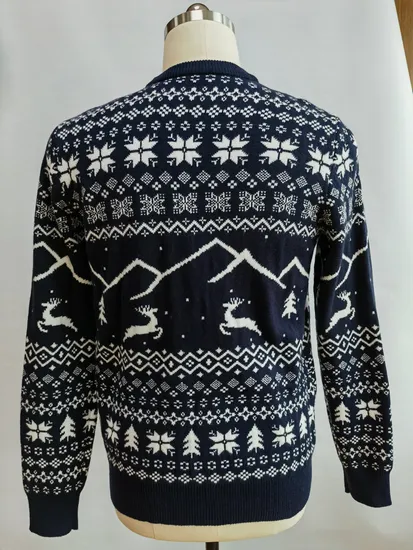 Fashion Knitwear Jacquard Christmas Men′knitted Pullover Sweater Male Knit Clothes
