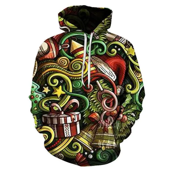 Wholesale Christmas Pattern Polyester Unisex Mens Plain Hoodies for Winter Spring Autumn