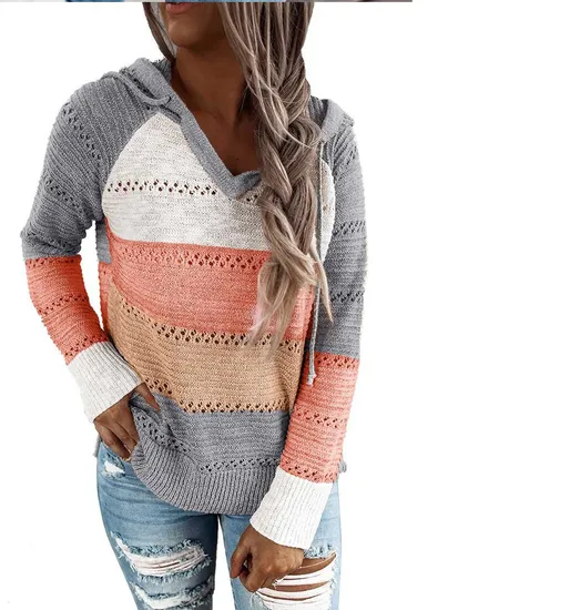 Women′s Casual Long Sleeve Hooded Sweatshirt Hooded with Pockets Sweaters