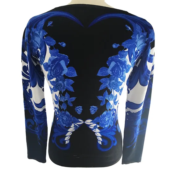 Women′s Pullover Beaded Digital Print Crewneck Jumper