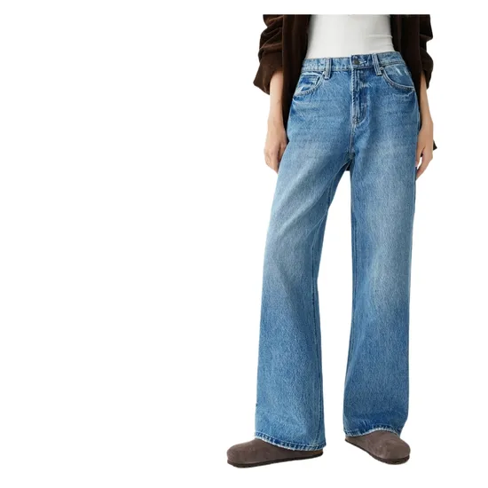 Women Jeans, High End quality Custom Blue Jeans, Wide Leg Jeans Pants, Nice Wahs with Raw Hem for Spring Summer