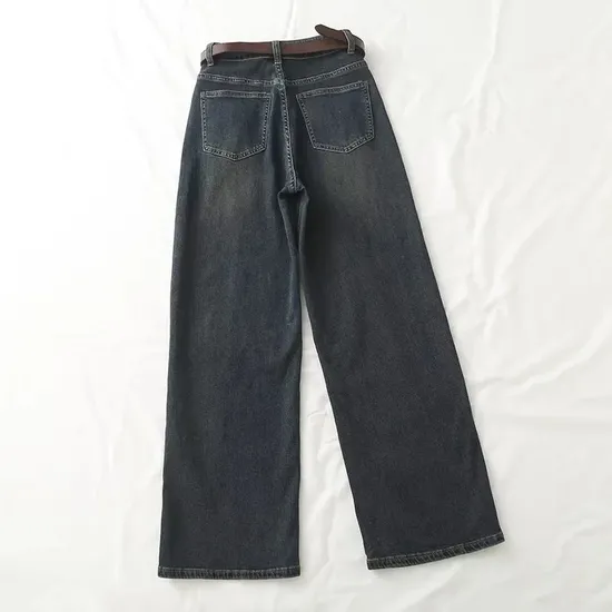 Fall Vintage High-Waisted Stretch Double-Pocket Wide-Leg Jeans