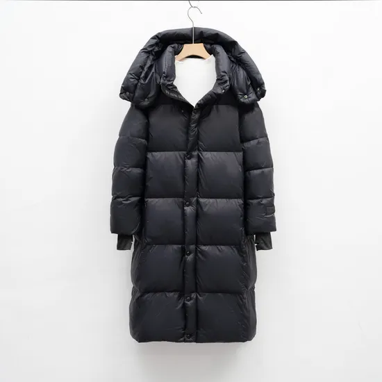 OEM High Quality Black Plus Long Down Jacket for Women