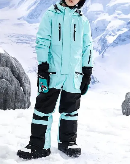 Factory Supply Waterproof Kids Boys Girls One Piece Ski Suit Breathable Ski Romper Skiwear