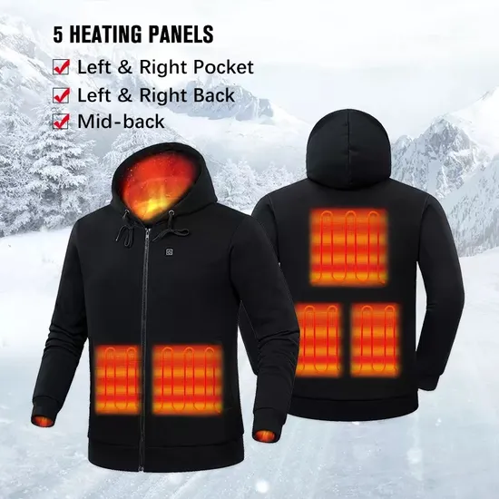 Battery Heated Clothing 5V Functional Heated Hoodie Jacket Fleeces Winter Warm Cotton Heated Sweater Mens Heated Sweatshirt Heated Hoodies