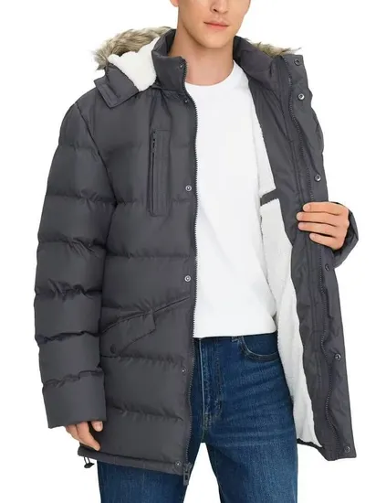 Customized Men′s Long Winter Coats Warm Water-Resistant Puffer Hooded Windbreaker Insulated Thicken Down Jackets with Hood for Men with Designer Brand Logo