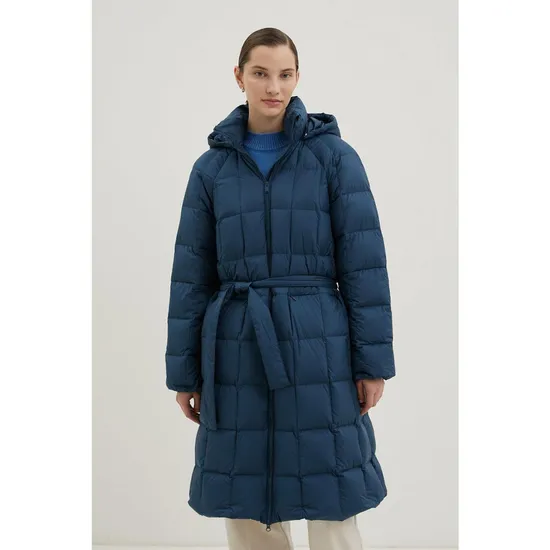 Casual Long Ladies Soft Goose Down Jacket with Belt
