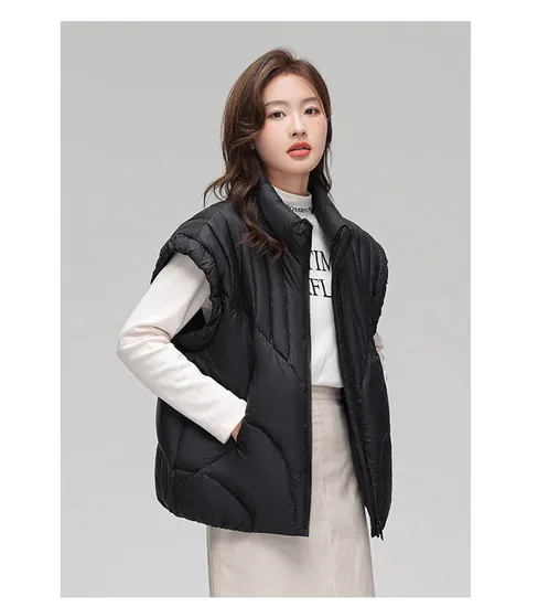 New Design High Collar Soft Duck Down Vest for Women with Pocket