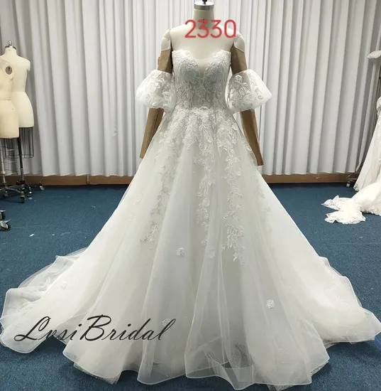 2330 Best Wedding Dress Sweetheart Neckline Wedding Bridal Dress with Detachable Sleeve Bridal Wedding Dress with Princess Skirt 2024 New Dress