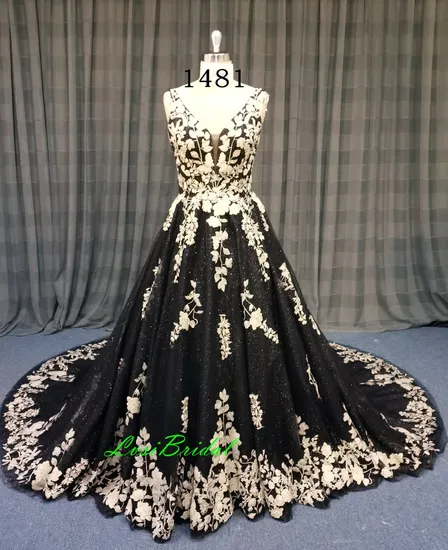 1481 Deep V Neckline Lace Wedding Dress with Fishtail Wedding Dresses with Black Bridesmaid Wedding Dress of 2024 Spring Best Wedding Dress