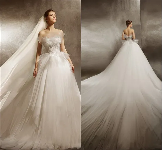 Lace Wedding Gowns A-Line Tulle Bridal Dresses Lm8101