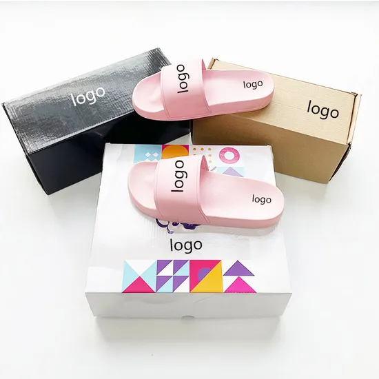Wholesale ODM Embedded Print Slippers Custom Logo Women′s Flat PVC Slides Slipper for Women Men