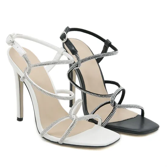 Sexy Lady Stiletto Heel Fashion Crystal Wedding Dress Women Sandals Shoes