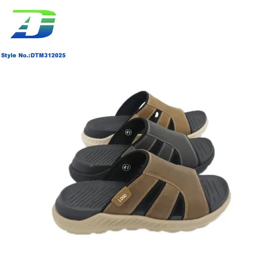 Summer Modern Stylish Men′s Comfortable Leather Upper Outdoor Slippers Casual Flat Sandal