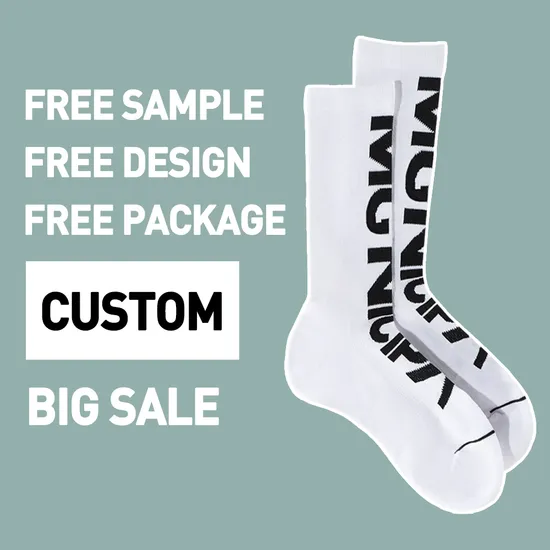 Big Sale Custom White Crew Socks Fashion Gym Sport Men Custom Socks