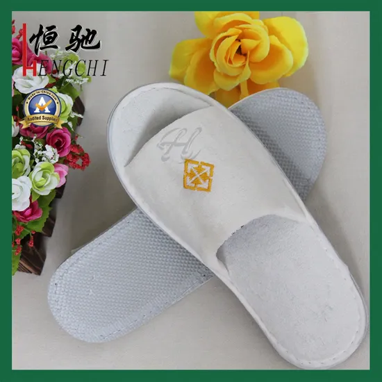 Embroidery Logo Open Toe Disposable Cheap Hotel Slipper