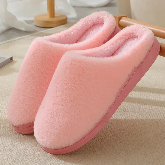 Fashion Bedroom Thick Hotel Warm Slides House Indoor Solid Color Fluffy Slippers