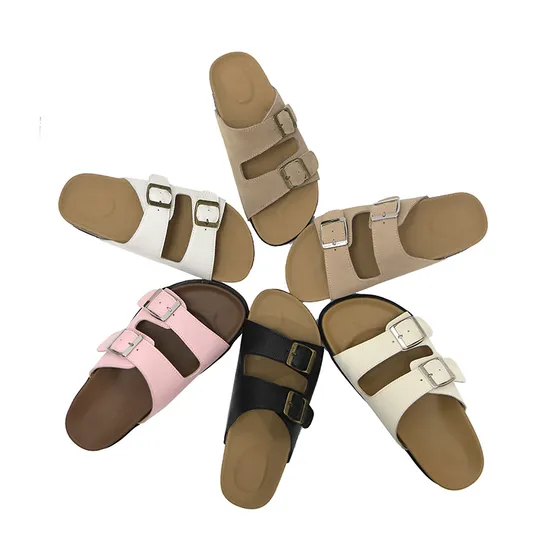 Belt Buckle Cork Sandals Summer Ladies Platform Casual Open Toe Beach Slippers