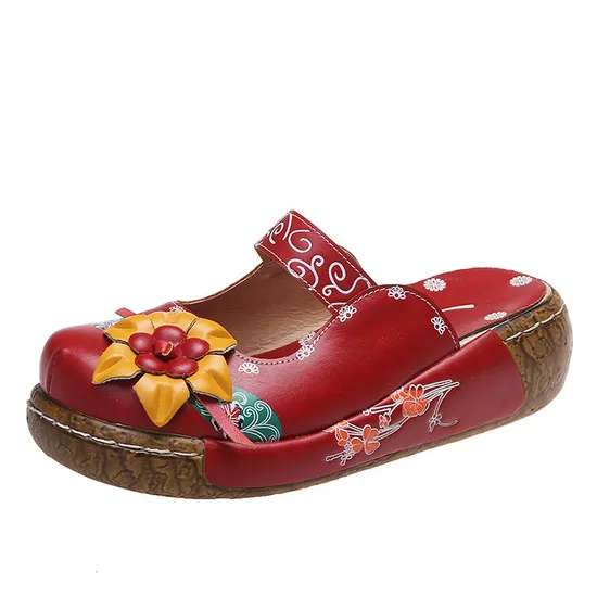 Hot Sale New Ethnic Style Flower Handmade Thick-Soled Retro Sandals