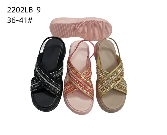 Factory Price Summer New Fashion Wedge Shoes Lovely Ankle Cross-Strap Outdoo Beach Sandal for Girls Women Outdoor, Wedges Sandals