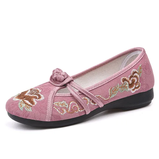 New Fashion Comfortable Embroidered Fabric Women Flat Work Shoes