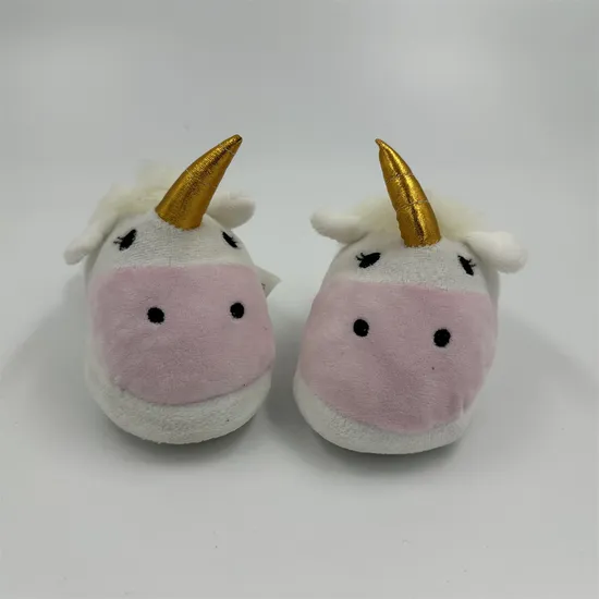 White Cow Winter Plush Indoor Anti-Slip Warm Cartoon Slippers