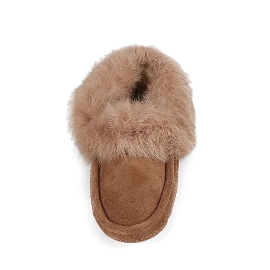Rabbit Fur Leather Sole Warm Indoor Slipper Boots