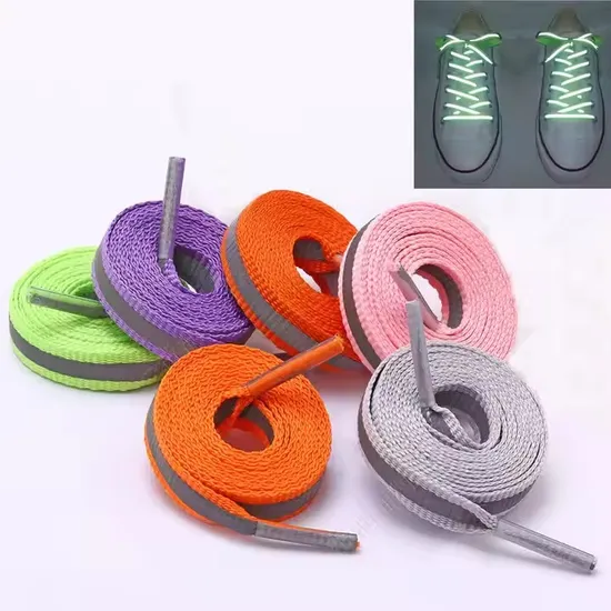 110cm Reflective Crazy Shoelaces Black & White Color Round Flat Polyester Laces in Custom Clear Tube Packaging