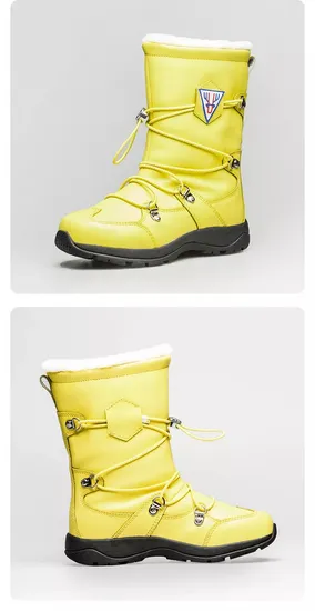 Stylish Winter Snow Boots with Sparkling Shoelaces for Women
