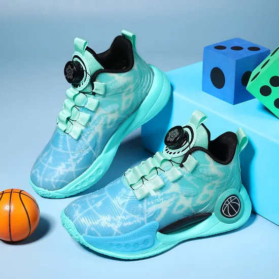 Drop Shipping Children′s Shoes Revolving Buckle Boys Basketball Shoes