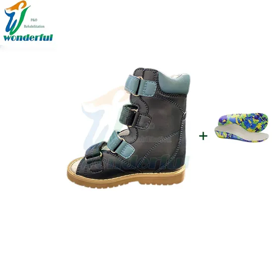 Wholesale Leather Non-Slip Hard Sole Flat Fancy Orthopedic Shoes for Kids