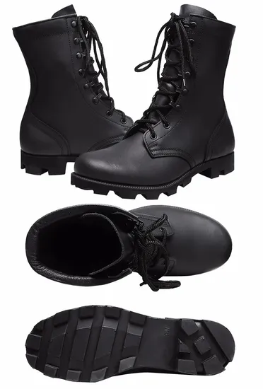 Factory Full Grain Leather Upper Military Style Boots with Moulding Rubber Outsole